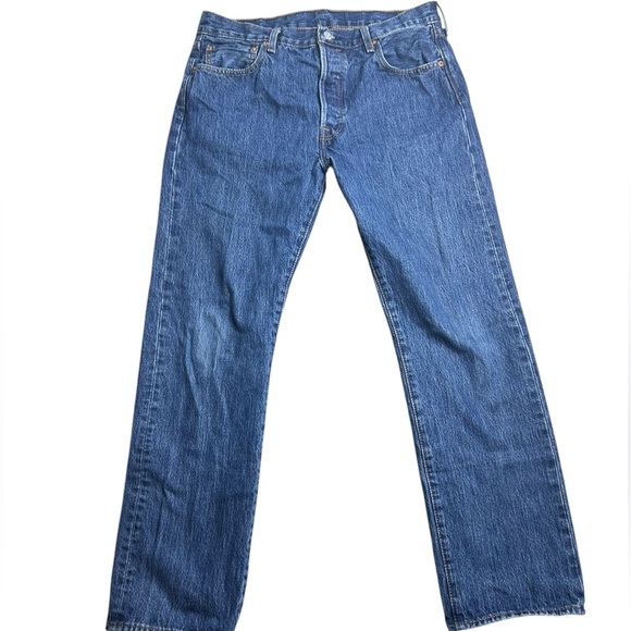 Levi’s 501 Original Fit Men’s Jeans Button Fly Blue Denim 35x32 - Picture 1 of 6